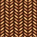 Floral seamless pattern with autumn vertical abstract branches with leaves.