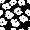 Floral seamless pattern background, with abstract flowers,  paint strokes and splashes, black and white Royalty Free Stock Photo