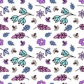 Floral seamless pattern. Background with flowers and leaves. Vector illustration.