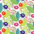 Floral seamless pattern background. Ornament with stylized leaves and flowers