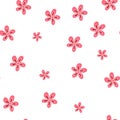 Floral seamless pattern. Background with pink floral doodle pattern. Design for textile, fabric, wrapping paper, adhesive tape