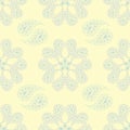 Floral seamless pattern. Beige background with light blue and green flower elements Royalty Free Stock Photo