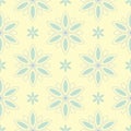 Floral seamless pattern. Beige background with light blue and green flower elements Royalty Free Stock Photo