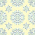 Floral seamless pattern. Beige background with light blue and green flower elements Royalty Free Stock Photo