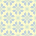 Floral seamless pattern. Beige background with light blue and green flower elements Royalty Free Stock Photo