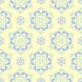 Floral seamless pattern. Beige background with light blue and green flower elements Royalty Free Stock Photo