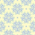 Floral seamless pattern. Beige background with light blue and green flower elements Royalty Free Stock Photo