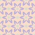 Floral seamless pattern. Beige background with violet and blue flower elements Royalty Free Stock Photo