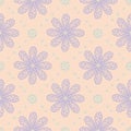 Floral seamless pattern. Beige background with violet and blue flower elements Royalty Free Stock Photo