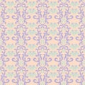 Floral seamless pattern. Beige background with violet and blue flower elements Royalty Free Stock Photo