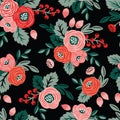 Floral seamless pattern on a black background Royalty Free Stock Photo