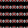 Floral seamless pattern. Black red and white background for wallpapers, textile and fabrics Royalty Free Stock Photo