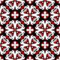 Floral seamless pattern. Black red and white background for wallpapers, textile and fabrics. Royalty Free Stock Photo
