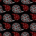 Floral seamless pattern. Black red and white background for wallpapers, textile and fabrics Royalty Free Stock Photo