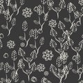 Floral seamless pattern. Black and white