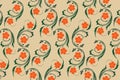 Floral seamless pattern blooming orange vector beige background Royalty Free Stock Photo