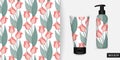 Floral seamless pattern. Blooming tulips background. Vector illustration. Trendy repeating texture with flowers. Royalty Free Stock Photo