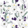 Floral seamless pattern blooming white flowers Botanical Motifs Royalty Free Stock Photo