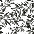 Floral seamless pattern blooming white flowers Botanical Motifs scattered random. Seamless vector texture Royalty Free Stock Photo