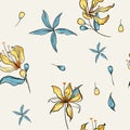 Floral seamless pattern blooming white flowers Botanical Motifs Royalty Free Stock Photo