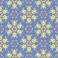 Floral seamless pattern. Blue background with colored flower elements Royalty Free Stock Photo
