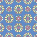 Floral seamless pattern. Blue background with colored flower elements Royalty Free Stock Photo