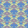 Floral seamless pattern. Blue background with colored flower elements Royalty Free Stock Photo
