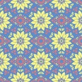 Floral seamless pattern. Blue background with colored flower elements Royalty Free Stock Photo