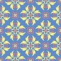 Floral seamless pattern. Blue background with colored flower elements Royalty Free Stock Photo