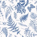 Floral seamless pattern. Blue Royalty Free Stock Photo