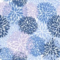 Floral seamless pattern. Blue, yellow and navy Chrysanthemum flowers background for web, print, textile, wallpaper design Royalty Free Stock Photo