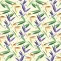 Floral seamless pattern of branches. Modern background from decorative bamboo leaves.