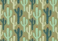 Floral seamless pattern with cactus colorful drawing. Nursery flora leaves hand drawn scandinavian. Vector illustration for kids