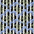 Floral seamless pattern , cartoon cute flowers on black with white streaks background Royalty Free Stock Photo