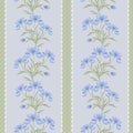 Floral seamless pattern , cartoon cute flowers on gray stripes green background Royalty Free Stock Photo