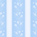 Floral seamless pattern , cartoon cute flowers light blue striped background Royalty Free Stock Photo