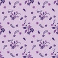 Floral seamless pattern , cartoon cute flowers lilac background Royalty Free Stock Photo