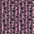 Floral seamless pattern , cartoon cute flowers pink stripe background Royalty Free Stock Photo