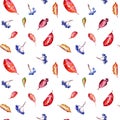 Floral seamless pattern of a chokeberry and autumn leaves .