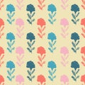 Colorful hand drawn stripped floral seamless pattern.