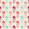 Colorful hand drawn stripped floral seamless pattern.