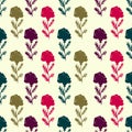 Colorful hand drawn stripped floral seamless pattern.