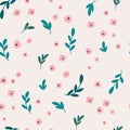 Floral seamless pattern. Creative blooming texture. Wildflowers background. Great for fabric, textile, scrapbooking. . Vector