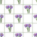 Floral seamless pattern with crocuses in vector