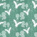 Floral seamless pattern, cute cartoon flowers green background striped Royalty Free Stock Photo