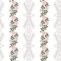 Floral seamless pattern, cute cartoon flowers white background striped Royalty Free Stock Photo