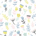 Floral seamless pattern with cute flower and leaves. Creative texture for fabric and textile