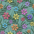 Floral seamless pattern with 3d flowers Royalty Free Stock Photo