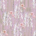 Floral seamless pattern for decor. Pink version.