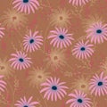 Floral seamless pattern with delicate flowers, hand-drawing. Vector illustration. Daisy Themed Repeating Pattern